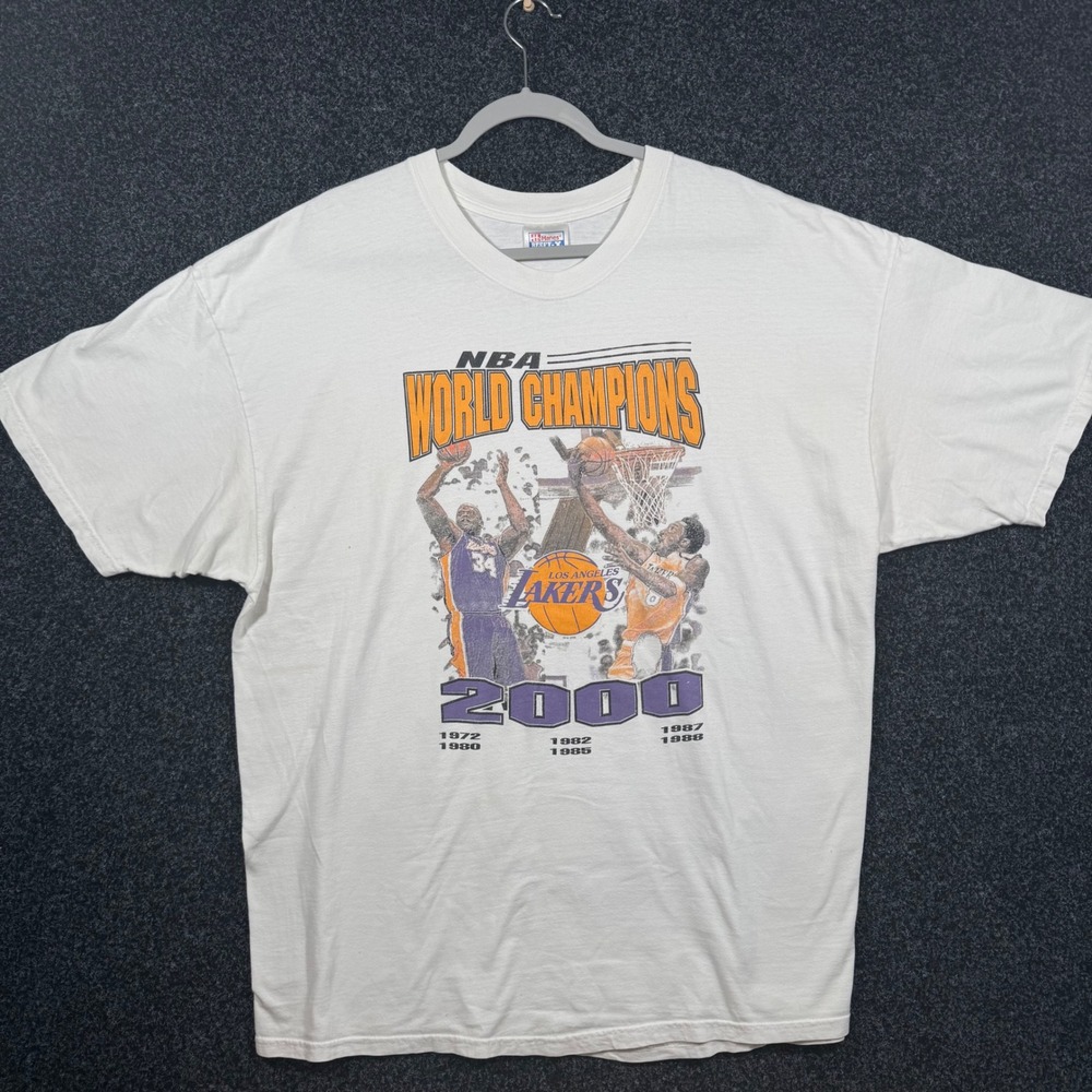 Vintage Los Angeles Lakers 2000 NBA World Champions Kobe Bryant Shaq White 2XL